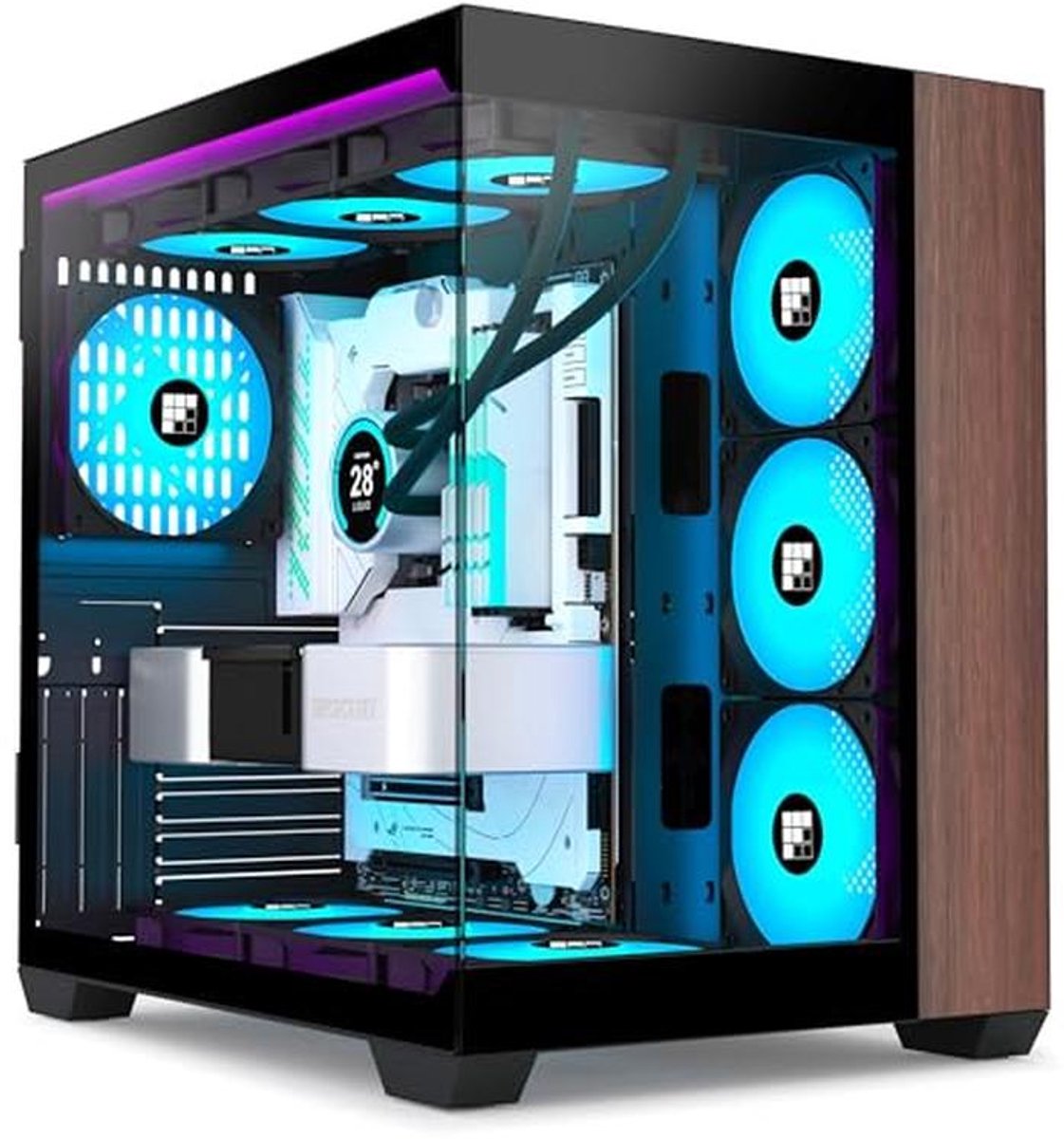 ATX Mid-tower Gaming PC-behuizing met 270° Panoramisch Glas en PWM ARGB Ventilatoren