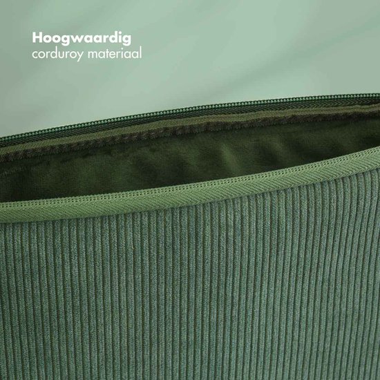 Selencia Laptop Sleeve - Housse pour ordinateur portable adaptée à 16,2 pouces / 16 pouces / 15 pouces / 15,3 pouces / 15,6 pouces - Selencia Corderoy Sleeve - vert