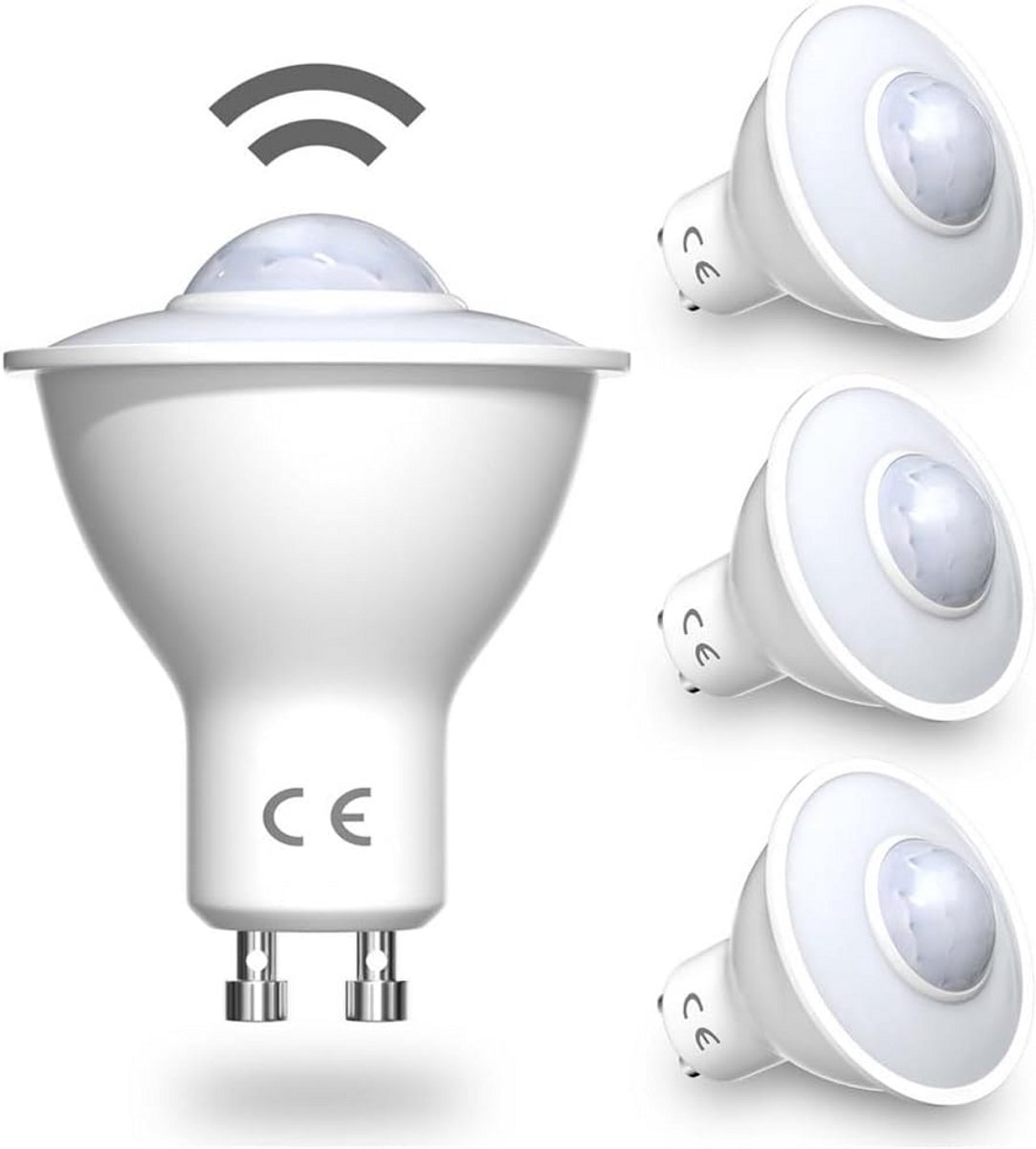 4x GU10 LED Spot met PIR Bewegingsmelder - 5W Koud Wit (6000K) - 7 Meter Sensorbereik