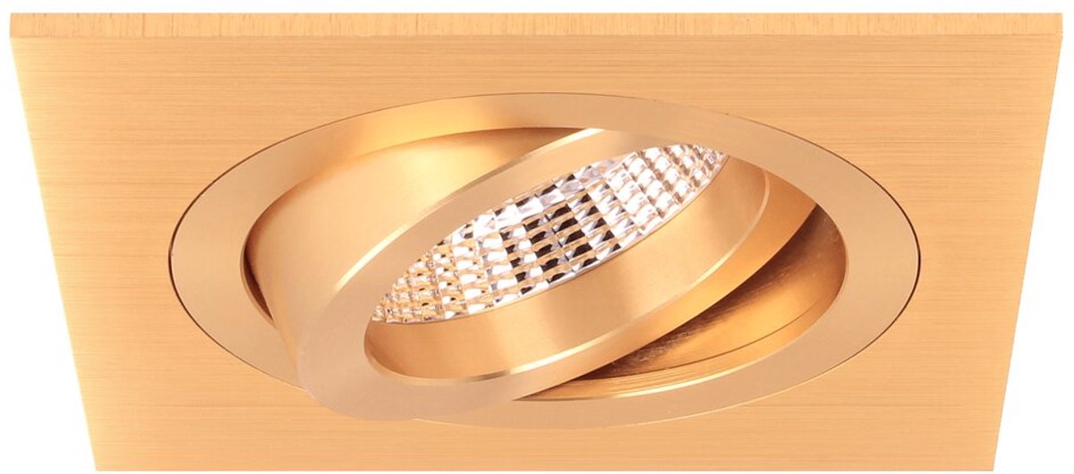 Torino - Inbouwspot Goud Vierkant - Kantelbaar - 1 Lichtpunt - 93x93mm