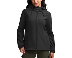 BUBW Dames Outdoorjas - Outdoorjassen - Outdoor Jas Dames Waterdicht & Ademend - Warme Fleece Voering - Winddicht - Zwart - Maat M