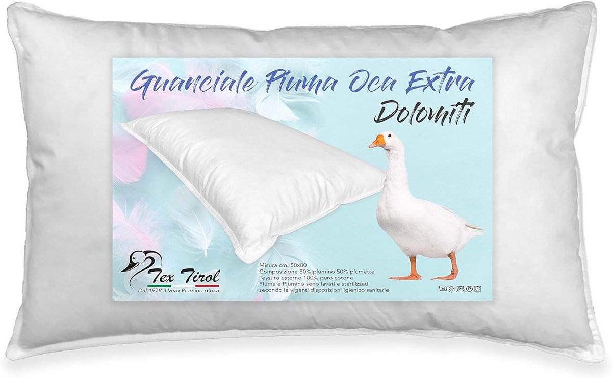 Luxe Dons Kussen 50x80 cm - Zacht Ganzendons Hoofdkussen met Katoenen Tijk