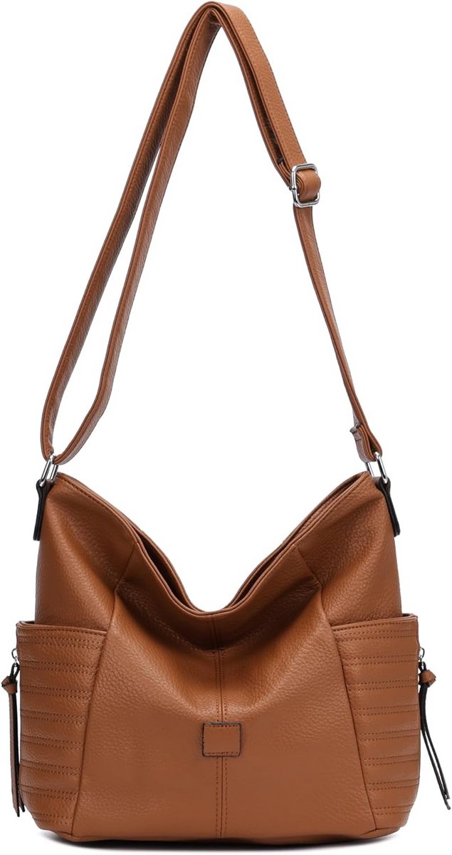 Dames Hobo Tas Schoudertas Middelgroot Veel Vakken Vintage Look