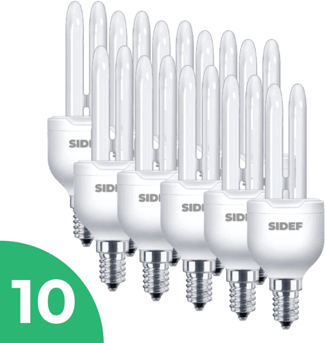 Sidef Stick Spaarlamp E14 - 11W - Warm Wit Licht (2700K) - 660 lm - 10 jaar - Niet Dimbaar - 10 stuks - Bespaar op energiekosten