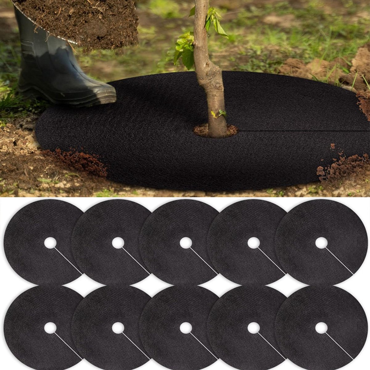 Beschermers voor potgrond van kamerplanten ter bescherming tegen dieren; ook geschikt voor het beschermen van tuinplanten. 10 beschermhoezen (buitendiameter 25 cm - binnendiameter 3 cm).