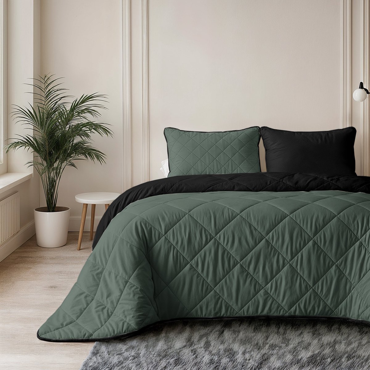 All-in One Lazy Uni Dekbed Groen/Zwart - Dekbed met kussenslopen 140 x 200 cm + 1 kussensloop