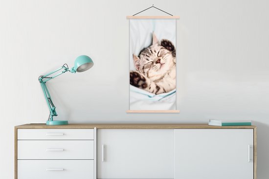 Porte-affiche avec affiche - Affiche scolaire - Chaton - Lit - Pieds - Filles - Enfants - Garçons - Enfant - 60x120 cm - Lattes transparentes