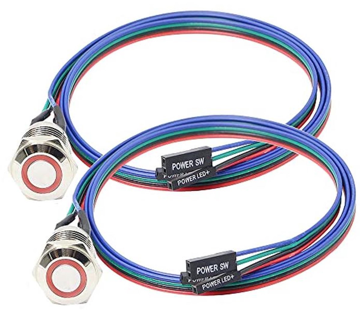 ATX Power Supply On/Off Switch with LED, Metal Button for DIY Computer Cases - 60cm
