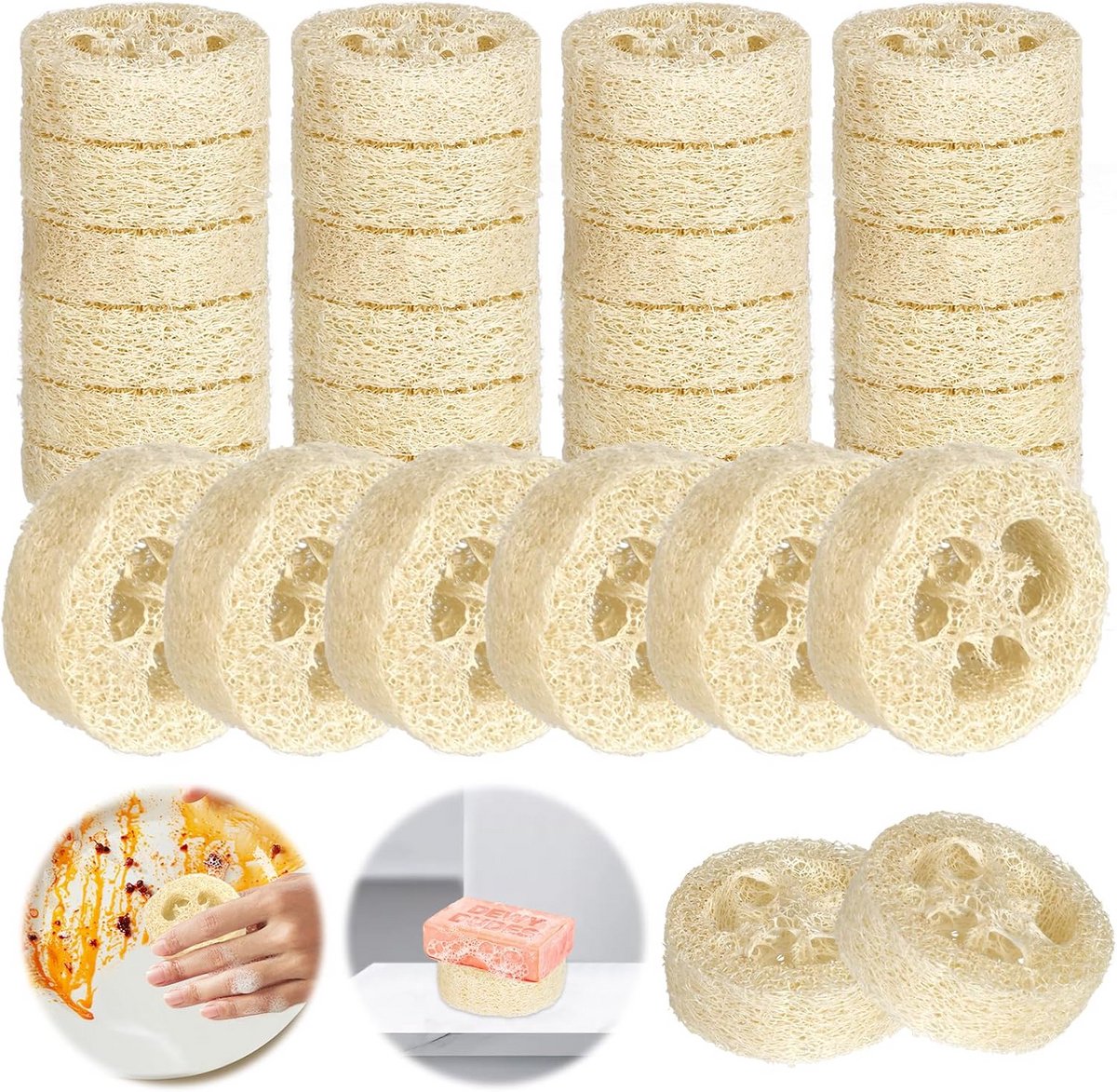 Natuurlijke Luffa Spons 30 Stuks - Ideaal voor Douche, Badkamer en Keuken