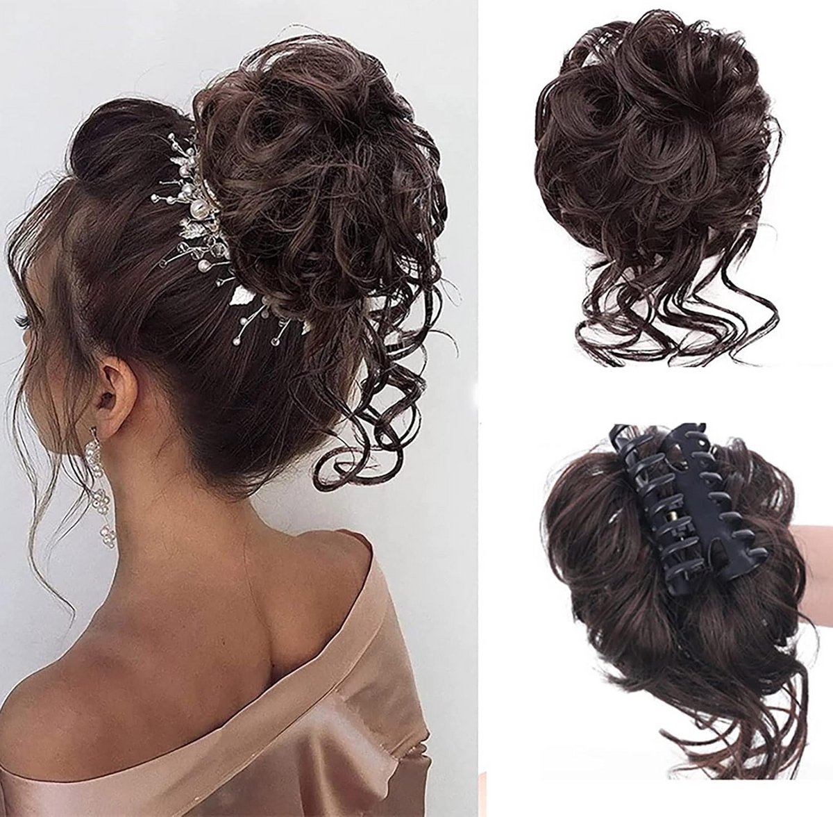 Elastische Haarknot voor een Rommelige, Curly Opsteek