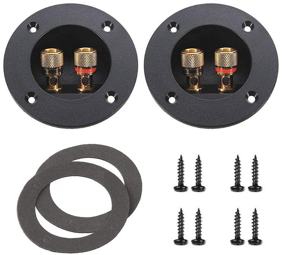 2 Stuks Zwart 3" Ronde 2-weg Speaker Box Terminal Binding Post Connector