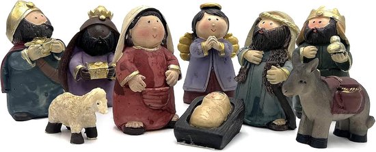 Complete 9-delige Kerststalfigurenset voor een Feestelijke Decoratie
