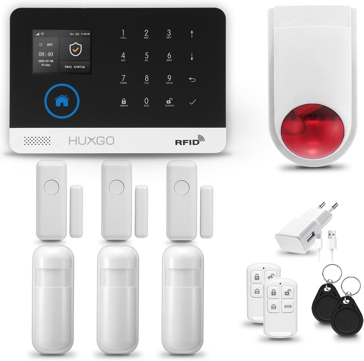 Draadloos Alarmsysteem met Sirene en Smart App | Compleet Systeem met Bewegings- en Deursensoren | Geschikt voor Thuis en Appartement