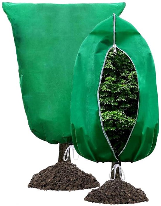 2 housses antigel pour plantes - Housse de protection hivernale - Protection contre le gel - Housse de protection hivernale pour arbres/ plant - Fermeture éclair - Housse de protection antigel Plantes - 80 x 100 cm - Vert