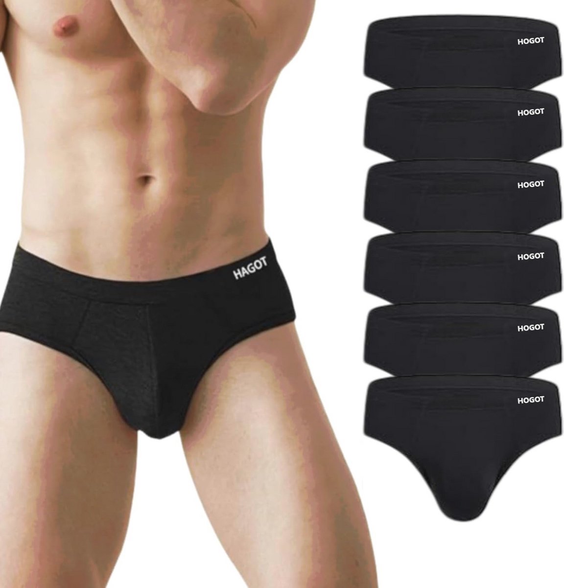 6-pack comfortabele heren slips - Zachte stretch onderbroeken in zwart