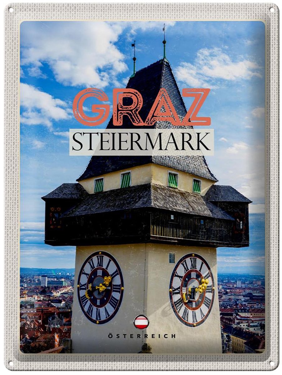 Blechschild Reise 30x40cm Graz Steiermark Kirche Stadt