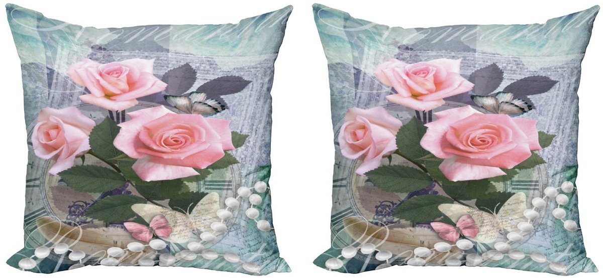 ABAKUHAUS Pearls Kussenhoes – 2x45x45 cm, Vintage roze, dubbelzijdig