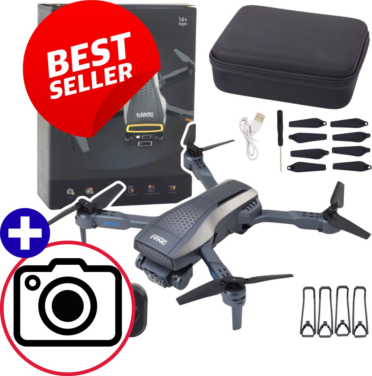 LU50 Air Drone Met Dual HD Camera, 90° Hoekaanpassing, Optical Flow, Obstakel Detectie, 360° Flip, MV Video, LED Lights, App & Afstandsbediening – Opvouwbare Drone Met Case – Inclusief Cadeau