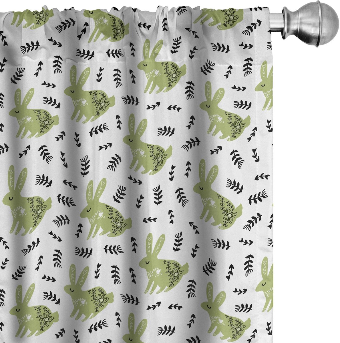 Abakuhaus haas gordijnset – 2x75x225 cm – microvezel – pistachegroen/zwart