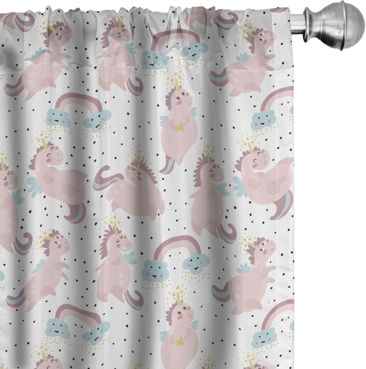 ABAKUHAUS Fantasiewereld – Gordijnen – Regenbogen & Eenhoorns – 2x75x175 cm Wit Multicolor