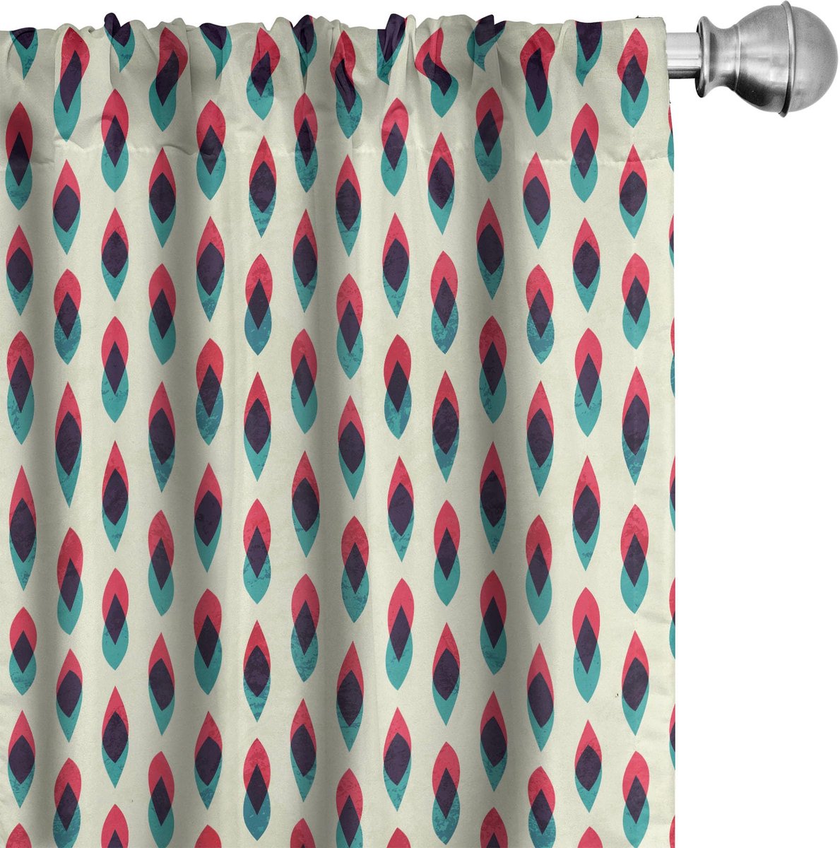 ABAKUHAUS Geometrische Curve – Gordijnset 2x75x175 cm – Microvezel Blauw