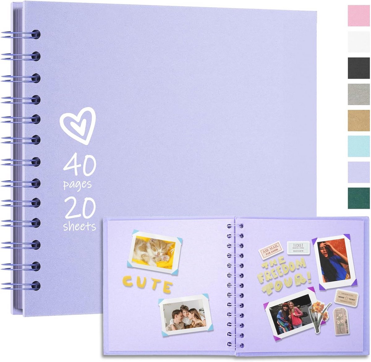 Fotoalbum 20,5 x 20,5 cm - DIY scrapbook met 40 pagina's - Hardcoverspiraalalbum voor bruiloften en verjaardagen