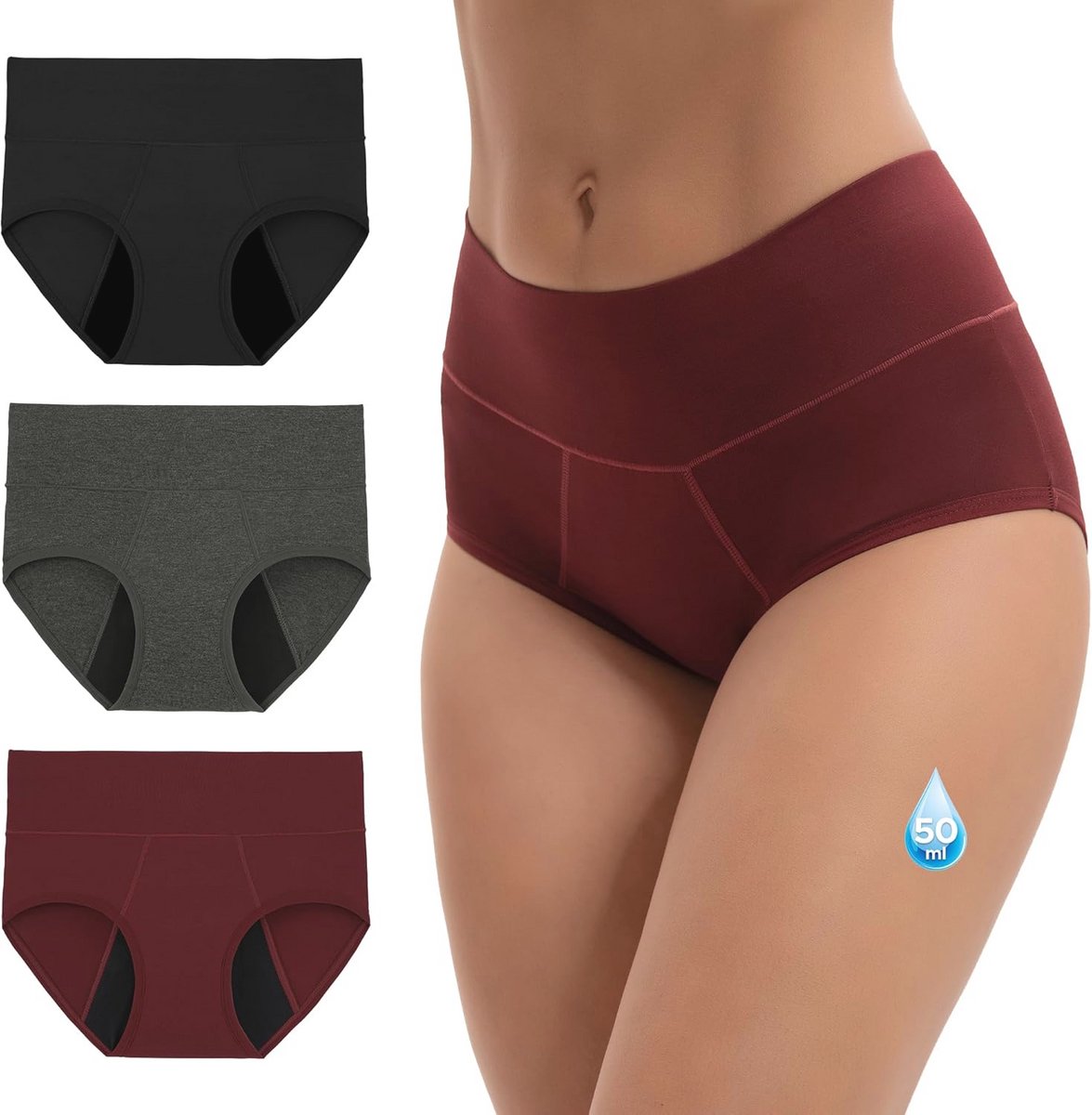 Dames Menstruatie Ondergoed Hoog Taille - 3-Pack