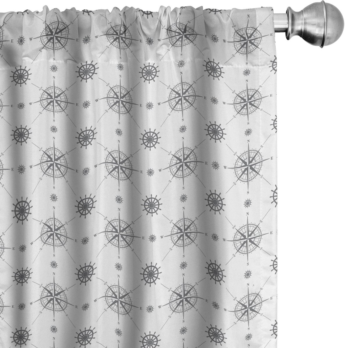 ABAKUHAUS Kompas Gordijnen – 2x75x225 cm – Microvezel – Zwart-Wit