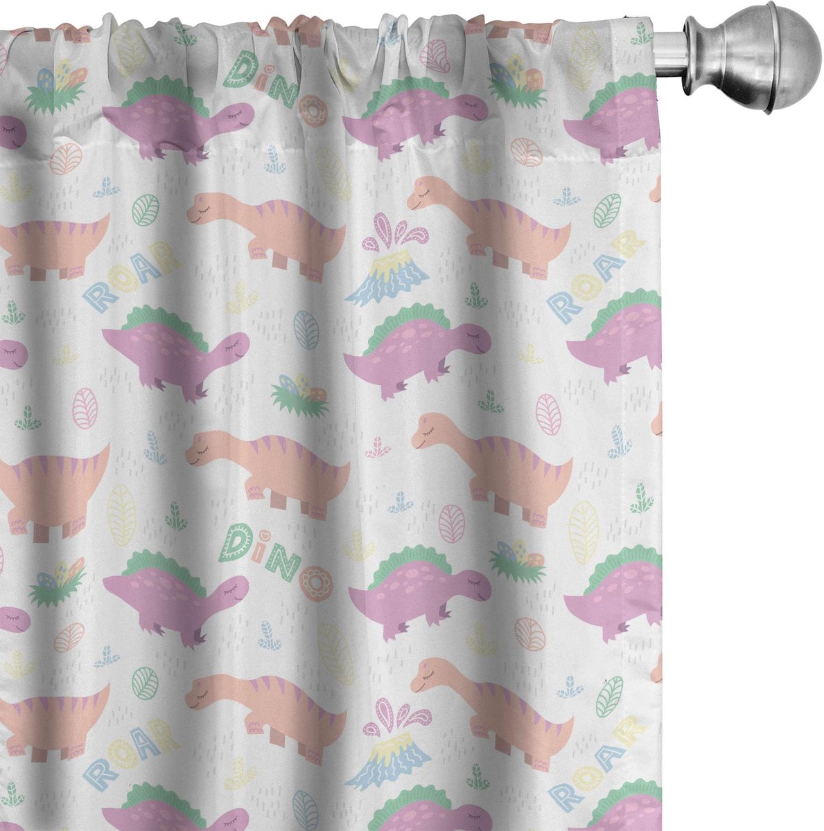 ABAKUHAUS Dino gordijnen – 2-delige set 75 x 245 cm – microvezel veelkleurig Mehrfarbig