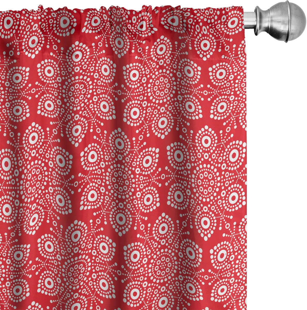 ABAKUHAUS Gordijn – Sneeuwvlok gestippeld – 2x75x245 cm – Donkerroze/Wit Donkerroze Wit