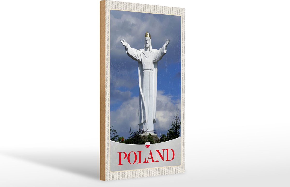 Femer Holzschild Reise 20x30cm Polen Europa weiße Skulptur Urlaub wit
