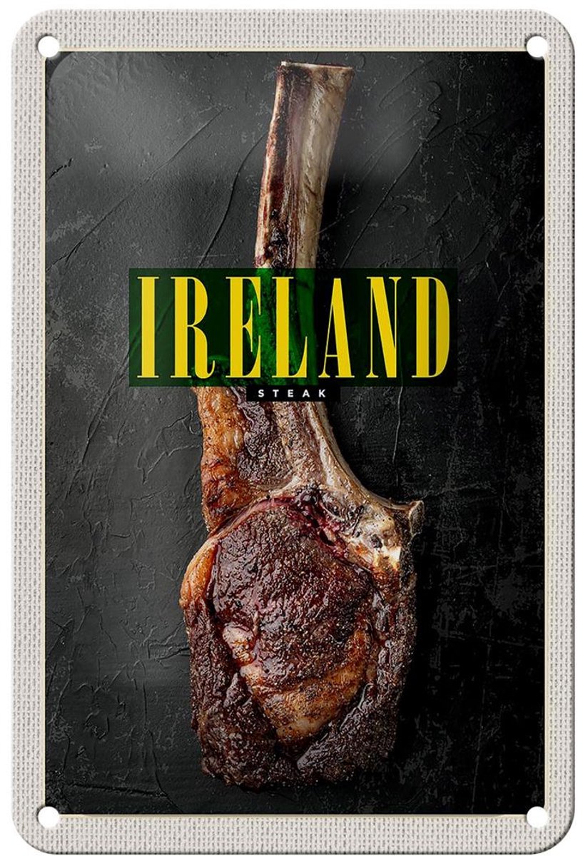 Blechschild Reise 12x18cm Irland Irisches Anbus Tomahawk Steak Schild