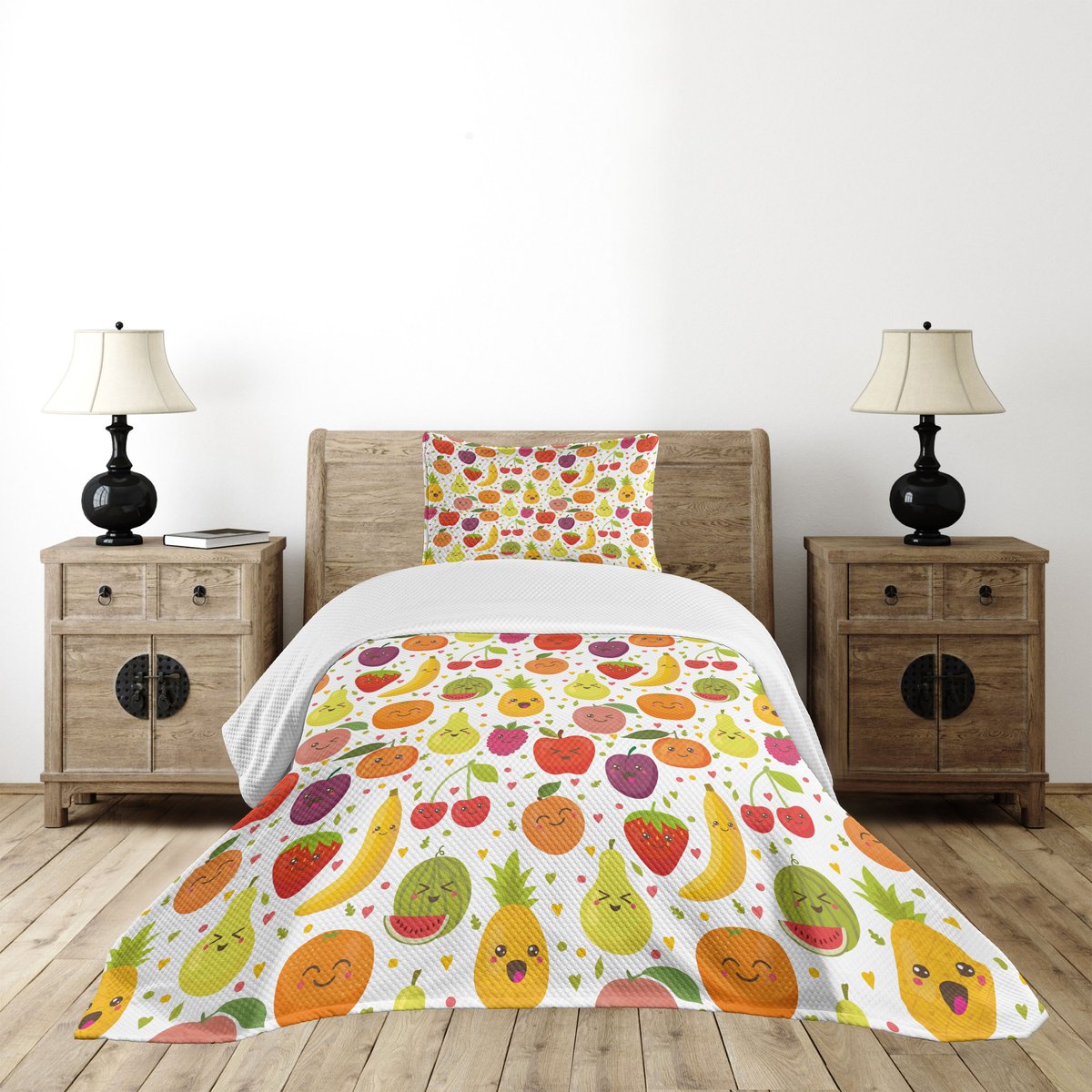 ABAKUHAUS Fruit bedsprei-set – Banaan Glimlach – 170x220 cm
