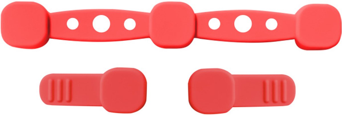 Vierkleurige, vierkante, rode siliconen magneetclips voor het vastzetten van airfryers.