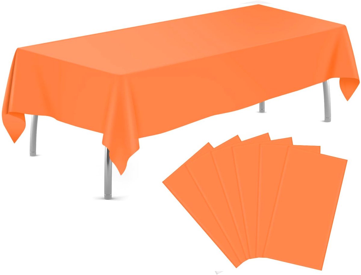 JeiibrZui Wegwerptafelkleed - Plastic Tafelkleed - Waterdicht En Leegmakenvrij - 6 Stuks - Voor Feesten - Oranje