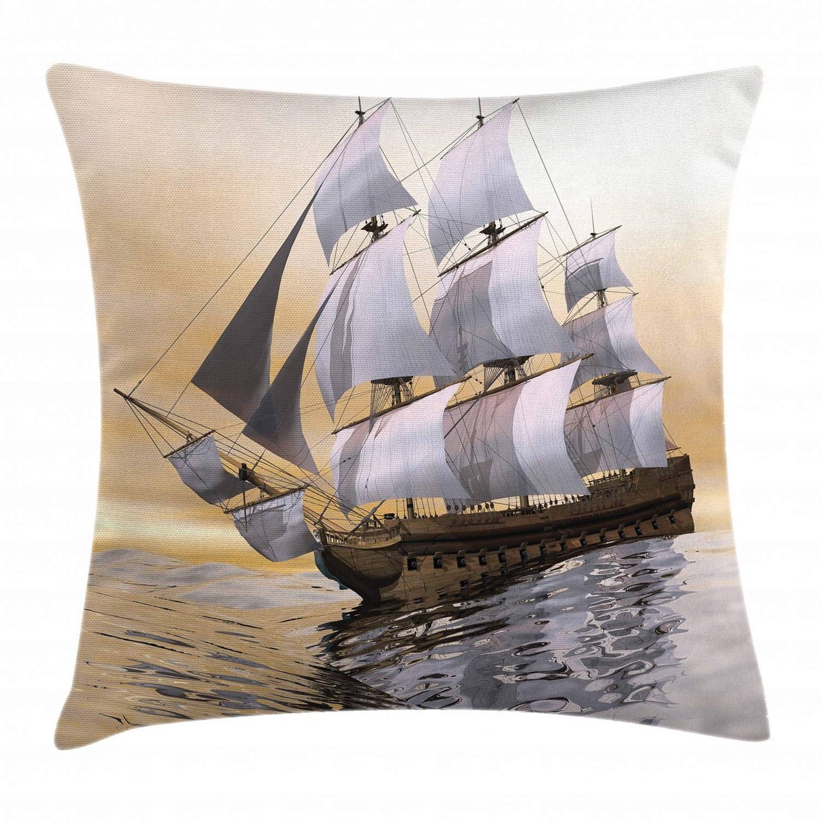 ABAKUHAUS Kussenhoes Maritiem – 40x40 cm – Grijs-Geel – Dubbelzijdig bedrukt Grijs Geel