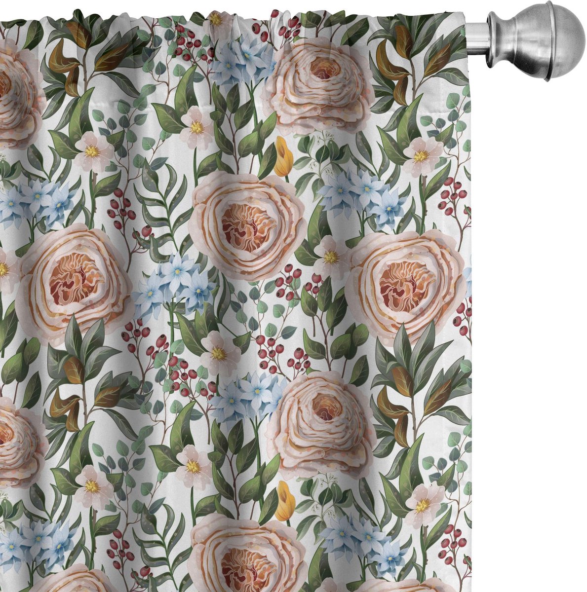 ABAKUHAUS Bloemen Gardijnen – Vintage Tuin – 2x75x175 cm – Multicolor Mehrfarbig