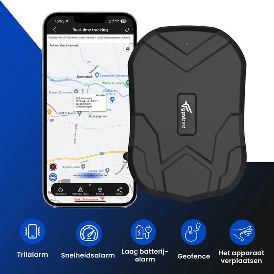 GPS Tracker - Pro - Realtime Tracking Via App - Wereldwijde 4G-Dekking - 5000 Mah Batterij Met Wekenlange Gebruiksduur - Geofence-Meldingen - Magneet, Routegeschiedenis, Ip65-Spatwaterbescherming - Slimme Energiebesparing - GPSBird