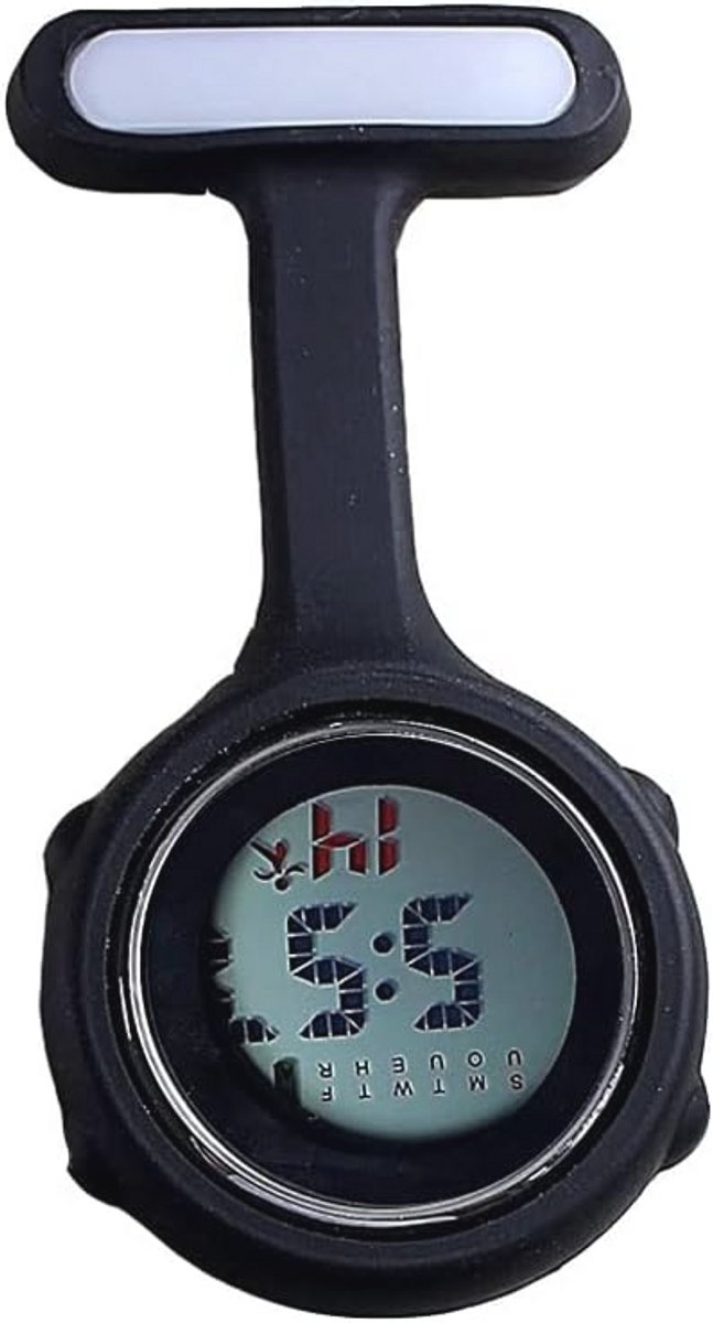 Multifunctionele digitale verpleegster horloge fob voor mannen en vrouwen - siliconen zak met karabijnhaak en pin clip-on ontwerp