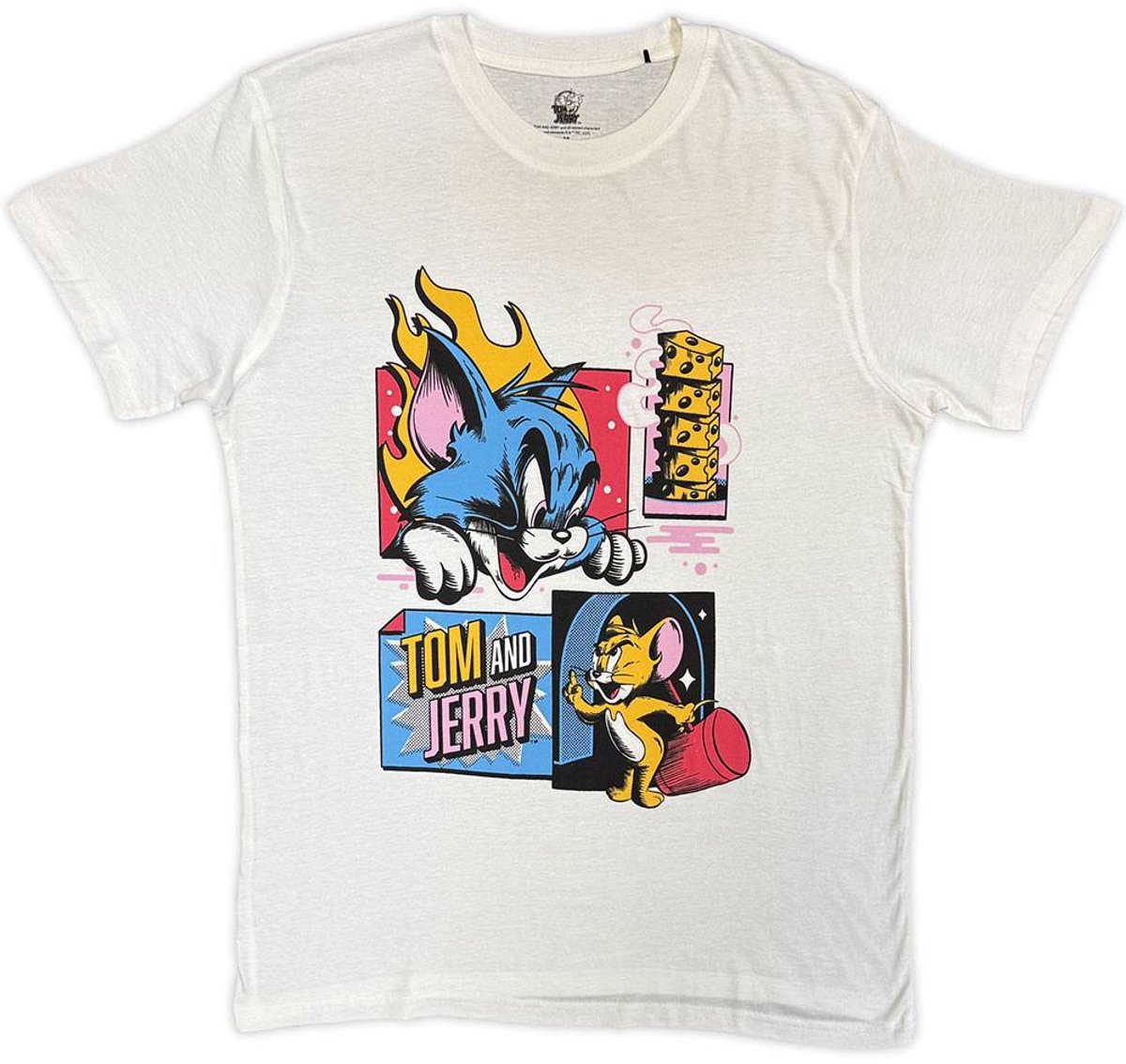 Tom & Jerry - Pop Art Heren Tshirt - S - Wit