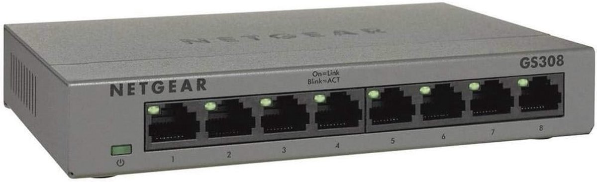 8-Poorts Gigabit Ethernet Switch - Onbeheerd, Plug & Play, Geruisloos, Metalen Behuizing