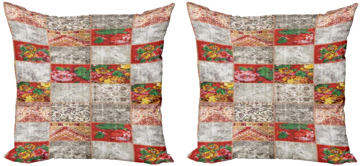 ABAKUHAUS Kussenhoes 45x45 cm – Dubbelzijdig bedrukt – microvezel taupe/multicolor Taupe Grau
