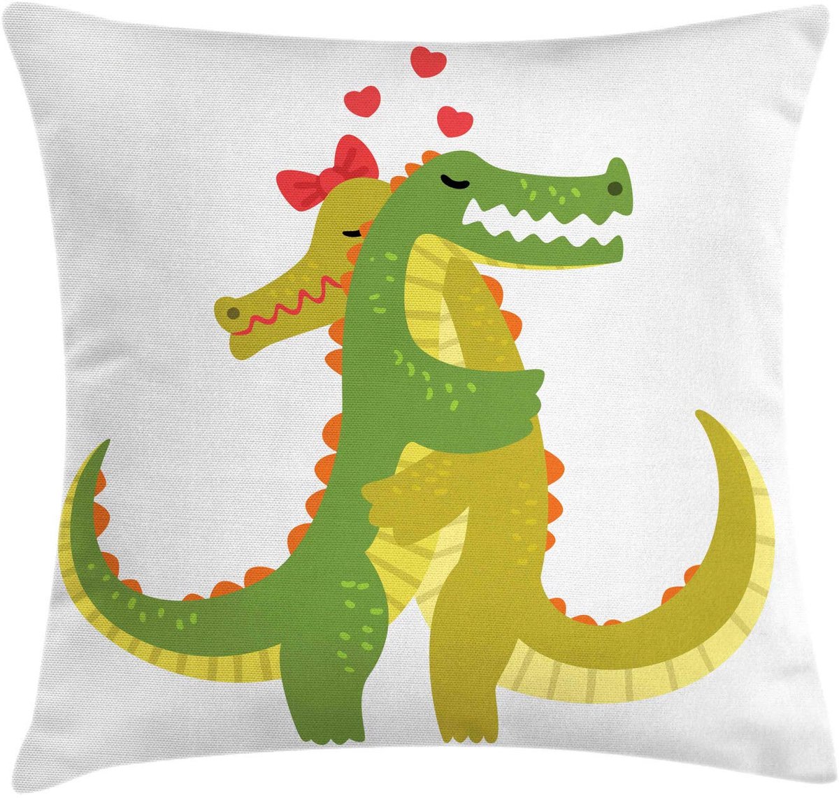 ABAKUHAUS Krokodil Kussenhoes – Beidezijdig bedrukt – 50x50 cm – Khaki Lindgroen Khaki Lindegroen