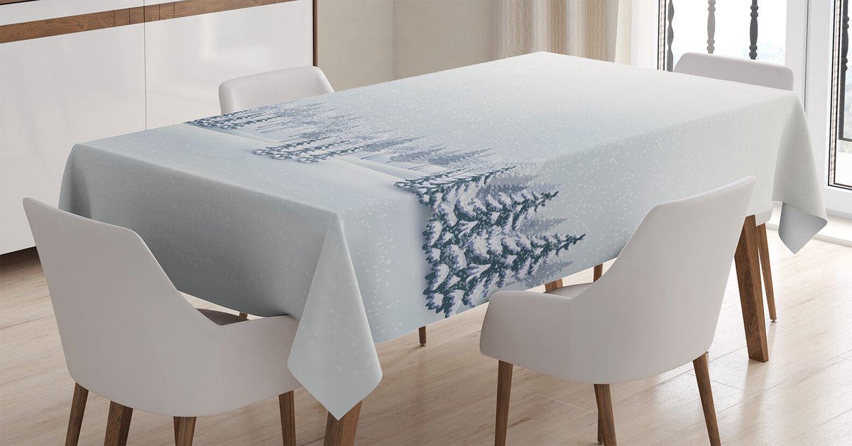 ABAKUHAUS winter tafelkleed – rechthoekig 140x170 cm – satijnmix, wit