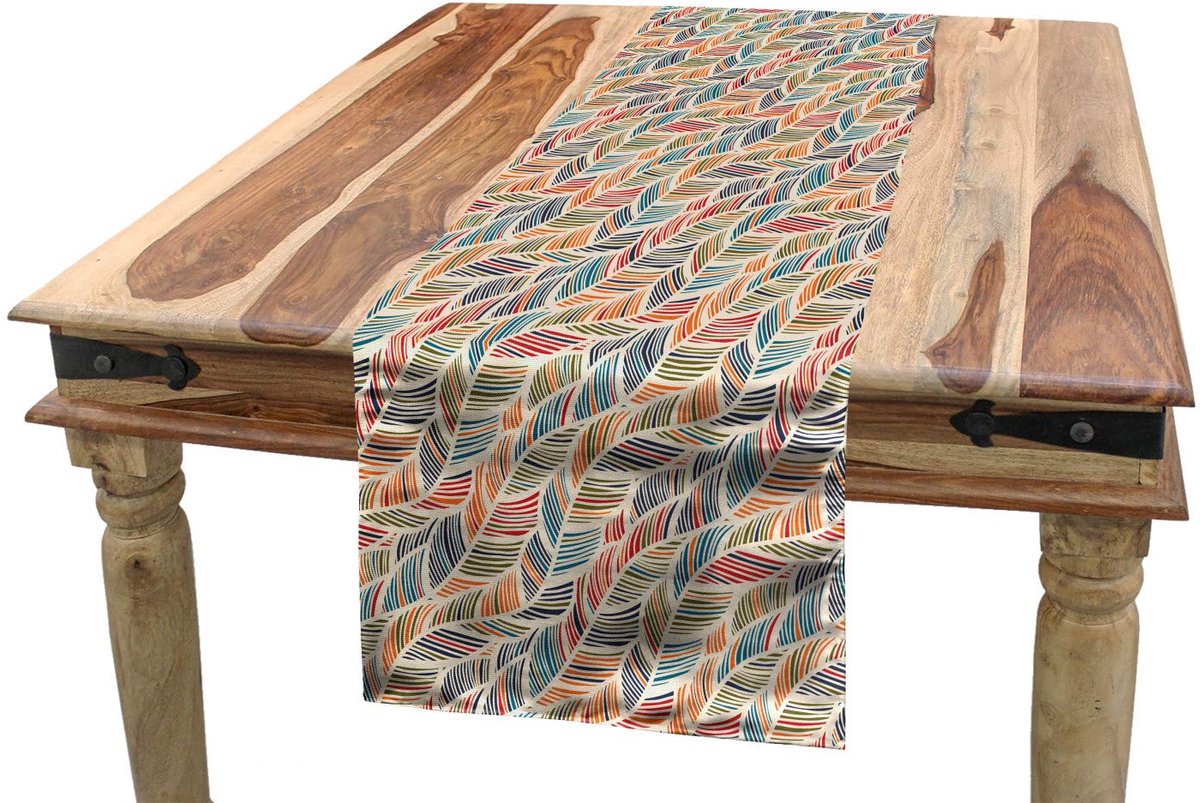 ABAKUHAUS Boho Tafelloper – veren-golven – 40x180 cm