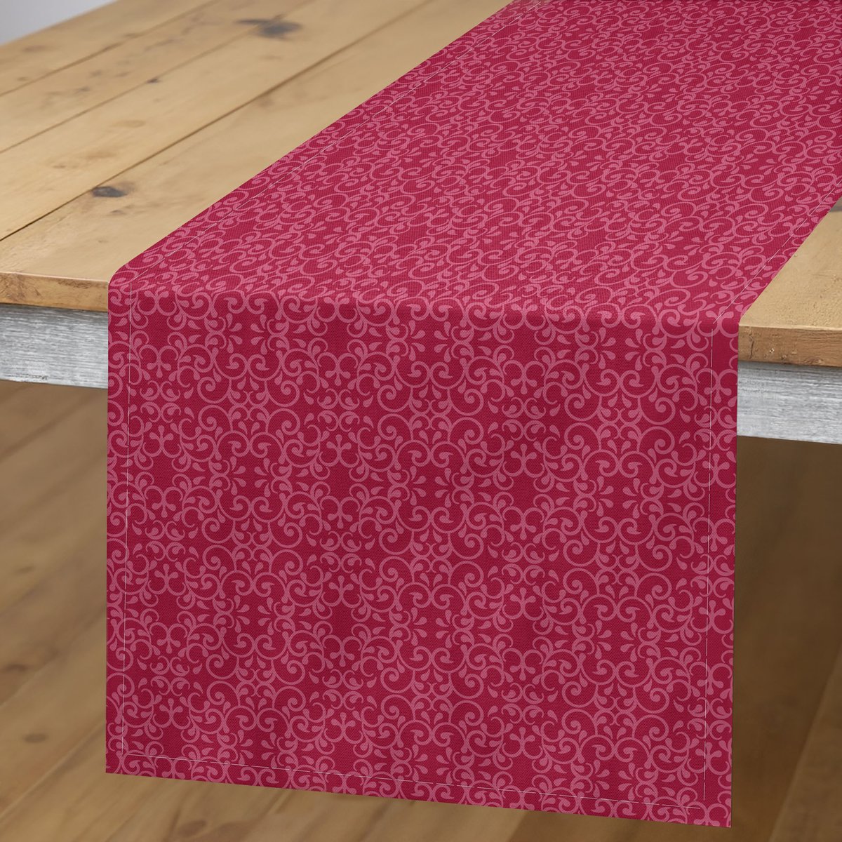 ABAKUHAUS Barokke tafelloper – rechthoekig – 40x300 cm – polyester – gedroogde roos & framboos