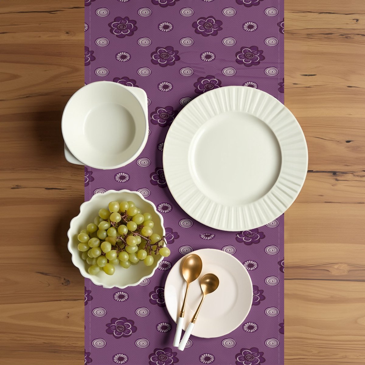 ABAKUHAUS Gedempte kleuren Tafelloper – Rechthoekig 40×180 cm – poederlila