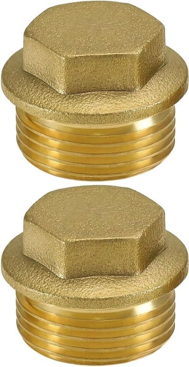 Blanking Plug en Cap Set voor 3/4" BSP Draad - Messing Accessoires voor Pijpaansluiting - Badkamer Keuken Goud