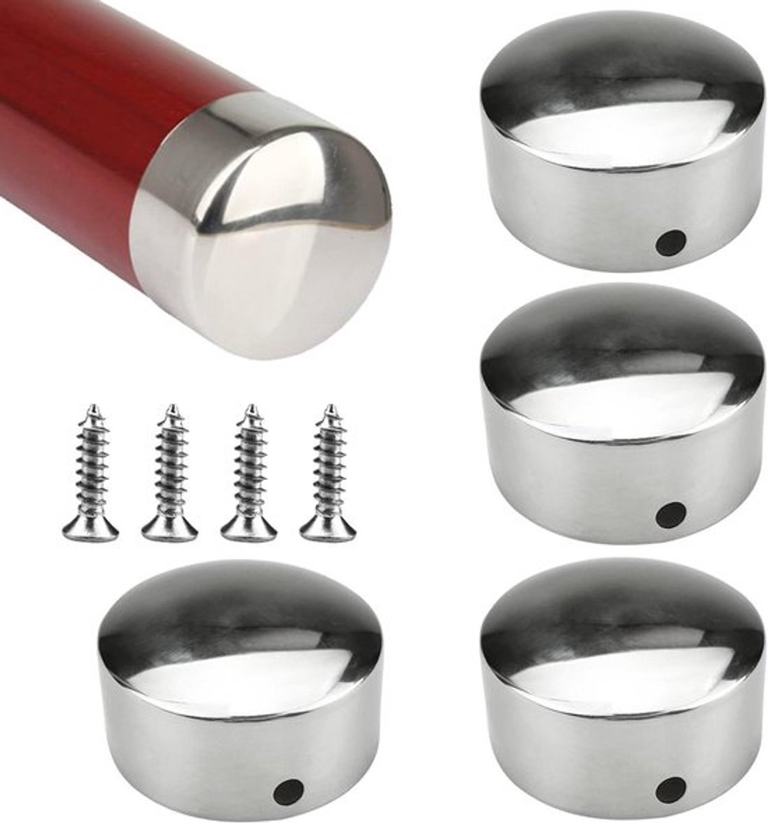 Handrail Eindkappen - Ronde Rail Beugels 45mm met 4 RVS Schroeven voor Stevige Bevestiging en Veiligheid