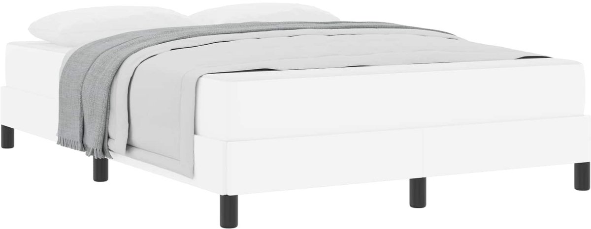 Tweepersoonsbed | Dubbelbed | Volwassenenbed | Bedframe met matras Puur Wit 140 x 190 cm Stof